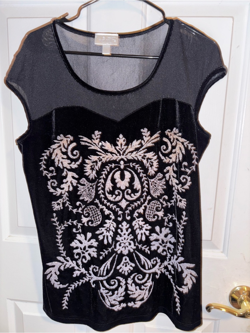 Dress Barn Black Glittery Floral Tank Top
